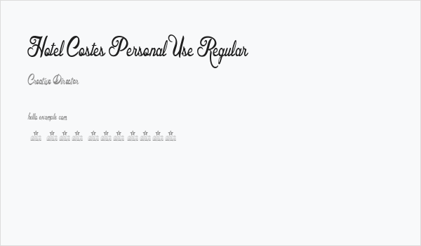 Hotel Costes Personal Use Regular Business Card