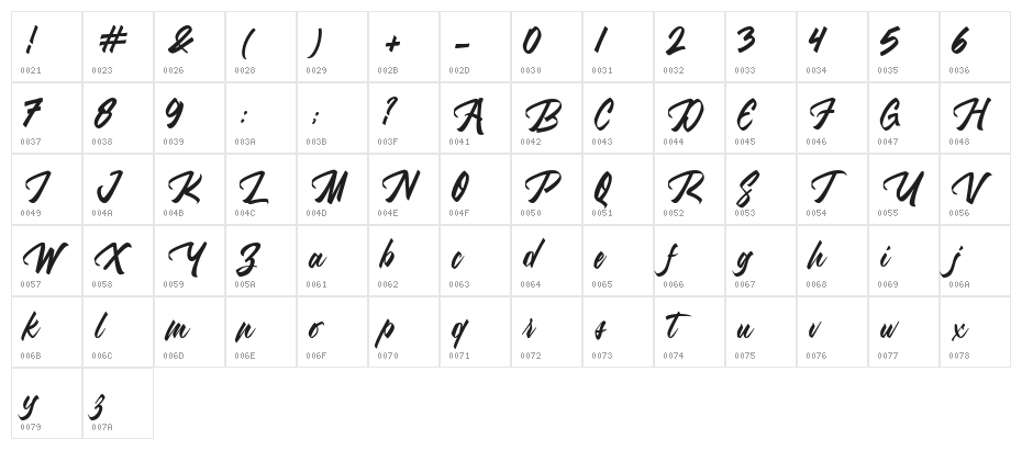Hotlight Regular Character Map
