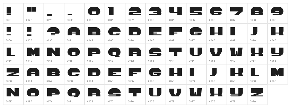 Hours Regular Character Map