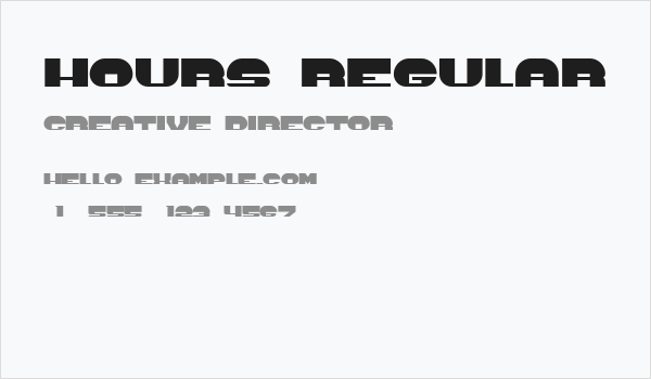 Hours Regular Business Card