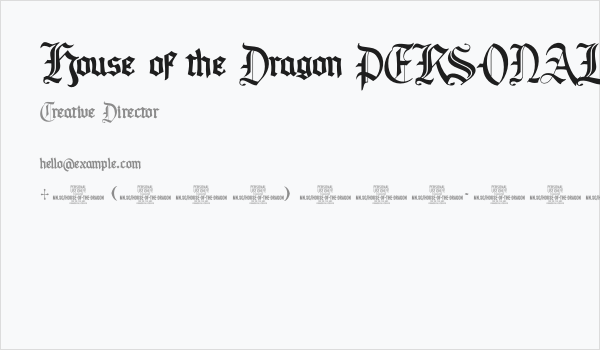 House of the Dragon PERSONAL Regular Business Card