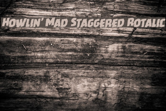 Howlin' Mad Staggered Rotalic Font examples