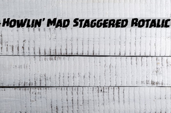 Howlin' Mad Staggered Rotalic Font examples