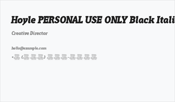 Hoyle PERSONAL USE ONLY Black Italic Business Card