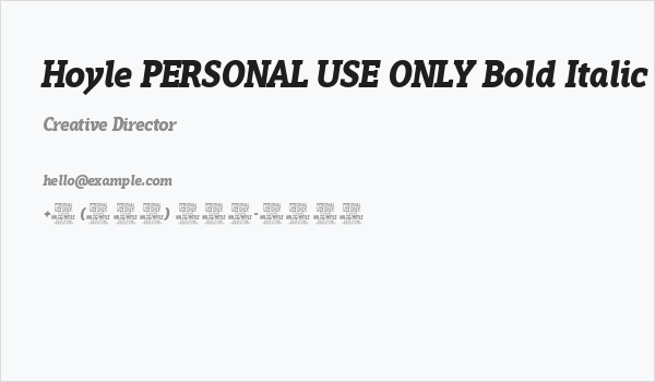 Hoyle PERSONAL USE ONLY Bold Italic Business Card