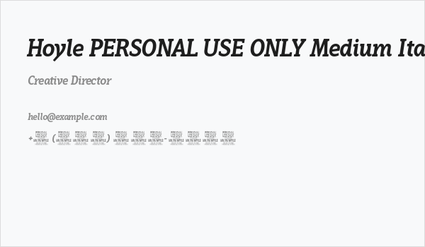 Hoyle PERSONAL USE ONLY Medium Italic Business Card