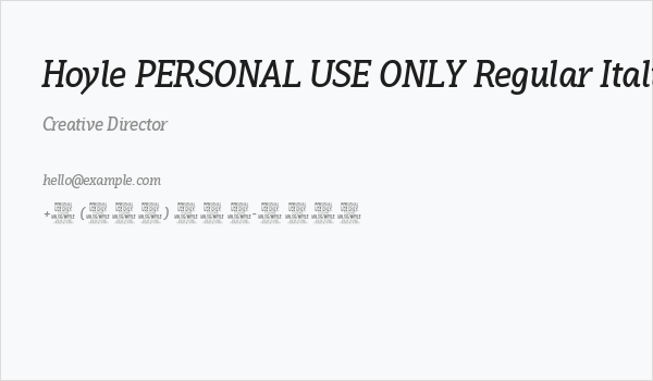 Hoyle PERSONAL USE ONLY Regular Italic Business Card