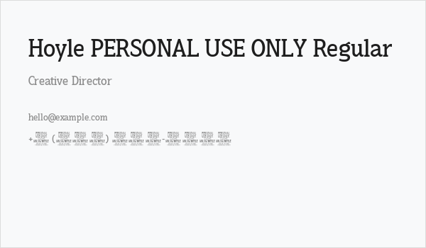 Hoyle PERSONAL USE ONLY Regular Business Card