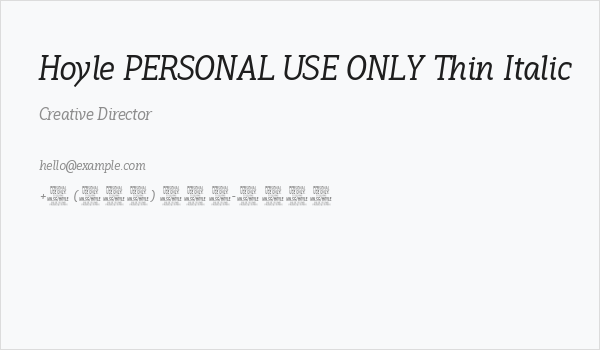 Hoyle PERSONAL USE ONLY Thin Italic Business Card