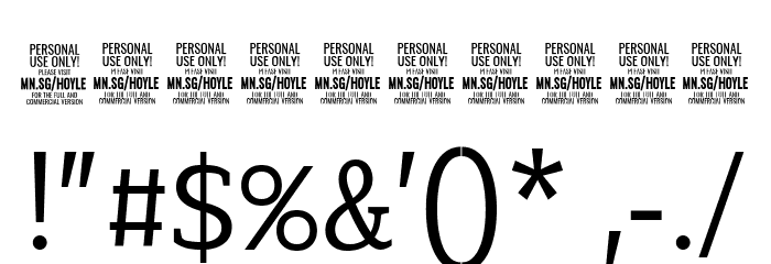 Hoyle PERSONAL USE ONLY Thin Font OTHER CHARS