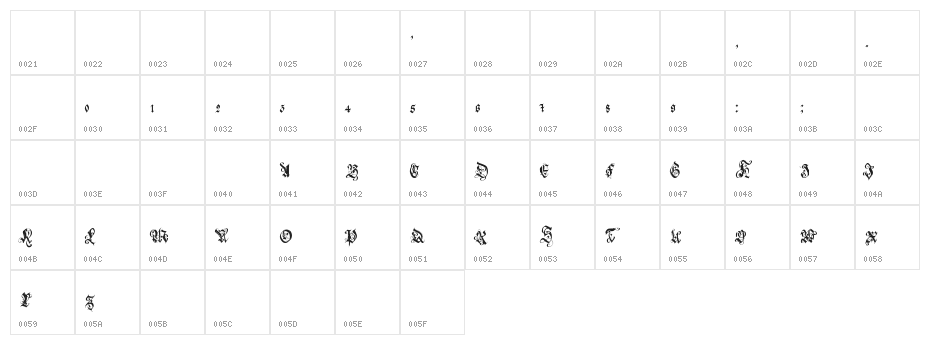 holyrose-font-midnightea Character Map