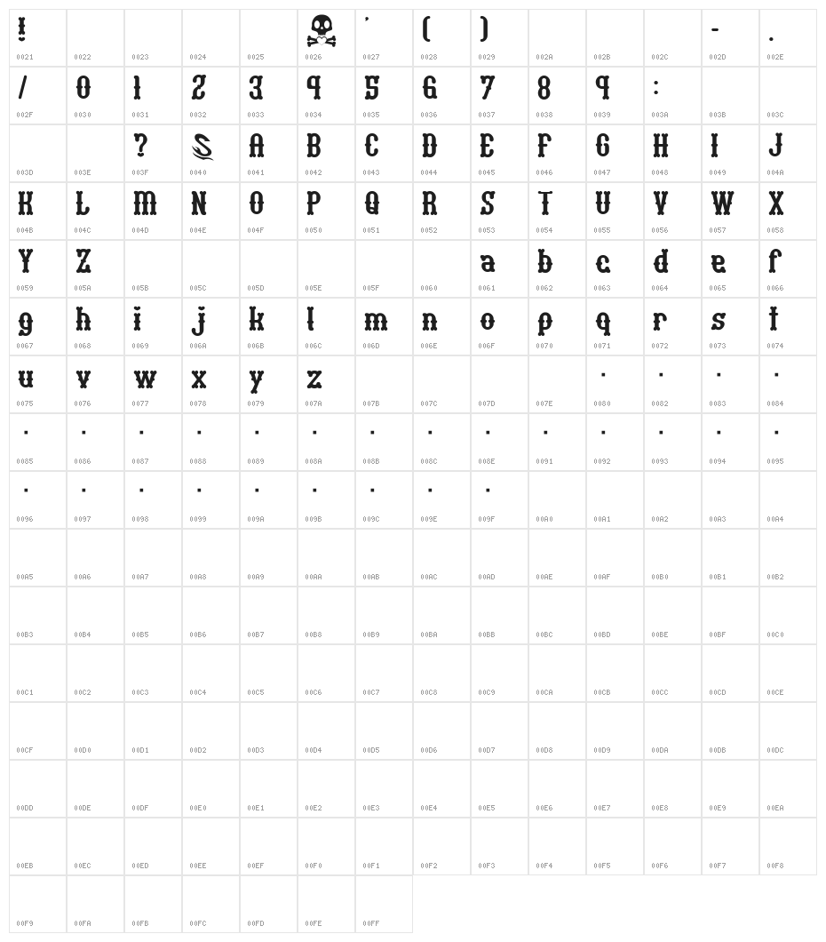 honey bone__G Character Map