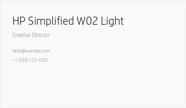 HP Simplified W02 Light Business Card