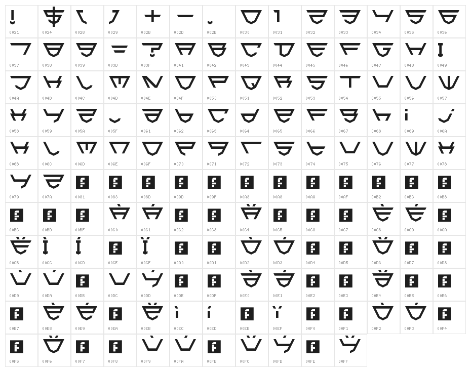 HTML5 Shield Regular Character Map