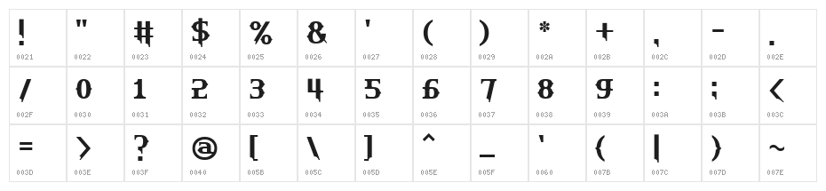 HU The Game Greek SemiBold Character Map