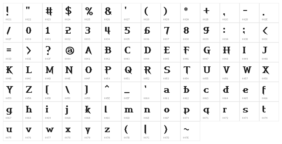 HU The Game SemiBold Character Map
