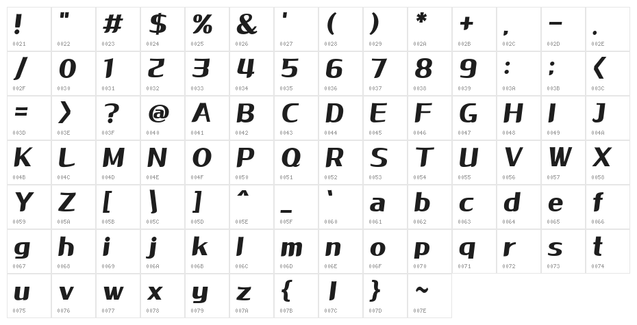 HULifeStyle_m Character Map