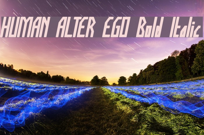 HUMAN ALTER EGO Bold Italic Font examples
