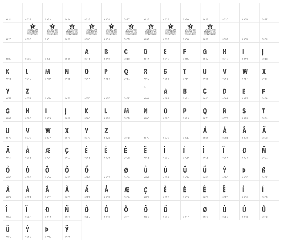 HURLANT CONDENSED PERSONAL USE Regular Character Map