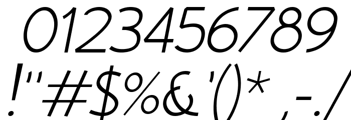 Huelic Light Italic Font OTHER CHARS