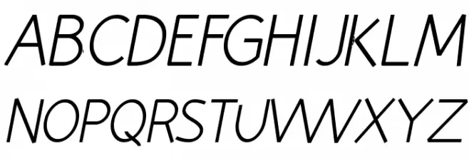 Huelic Light Italic Caratteri MAIUSCOLE
