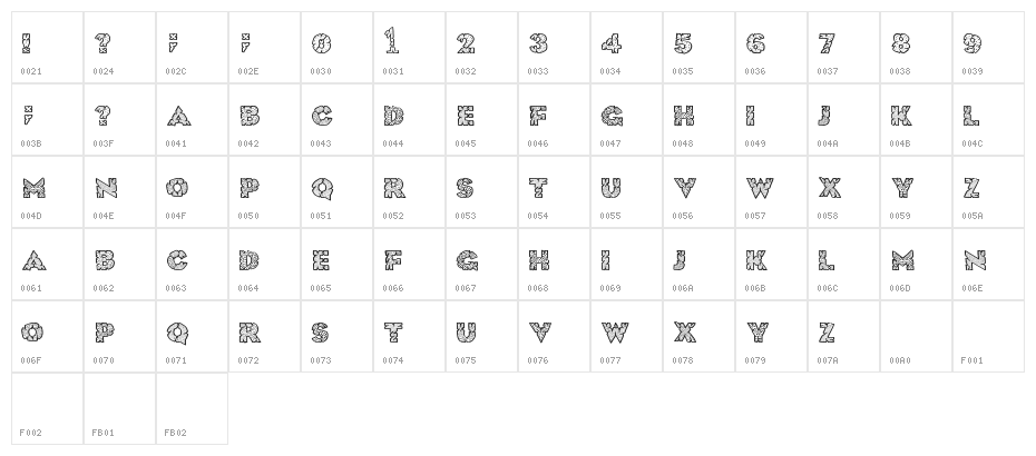 HugeCrunch Character Map