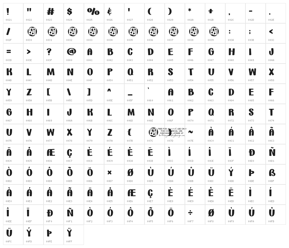 HuggableHedgehogsDemo-Regular Character Map