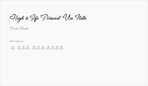 Hugh is Life Personal Use Italic Business Card