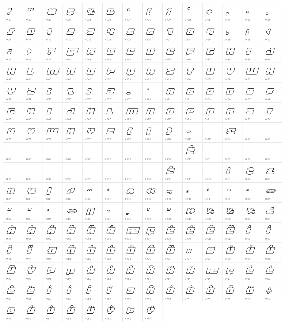 Hula Hoop Girl Bold Outline It Character Map