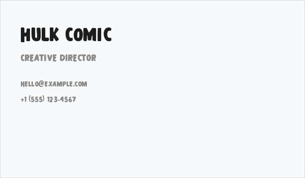 Hulk Comic Business Card