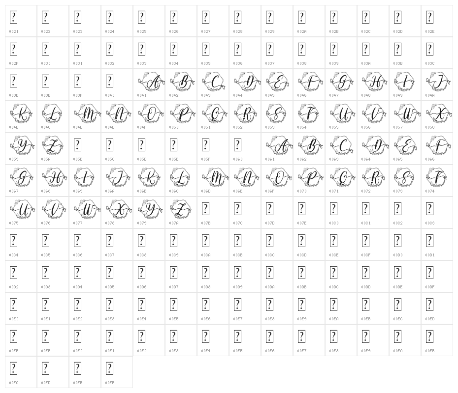 Humaira Monogram Character Map
