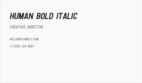 Human Bold Italic Business Card