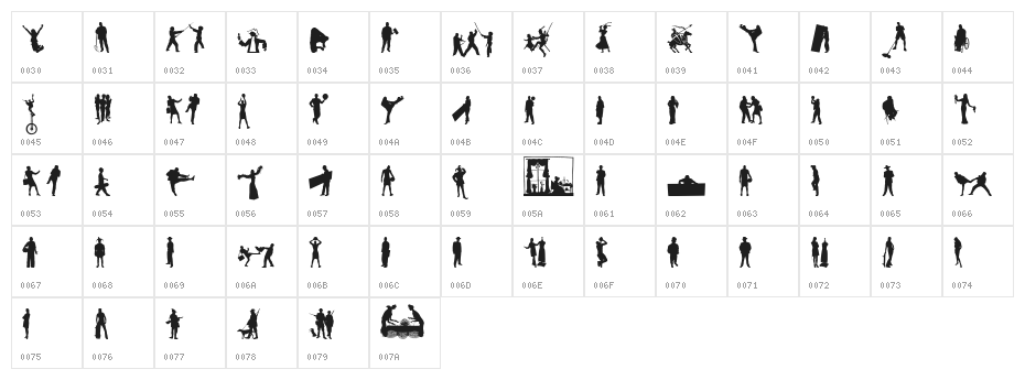 Human Silhouettes Free Eight Character Map