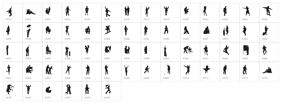 Human Silhouettes Free Seven Character Map