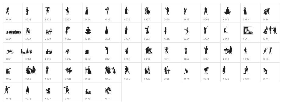 Human Silhouettes Free Ten Character Map