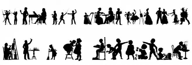 Human Silhouettes Free Ten خط أحرف صغيرة