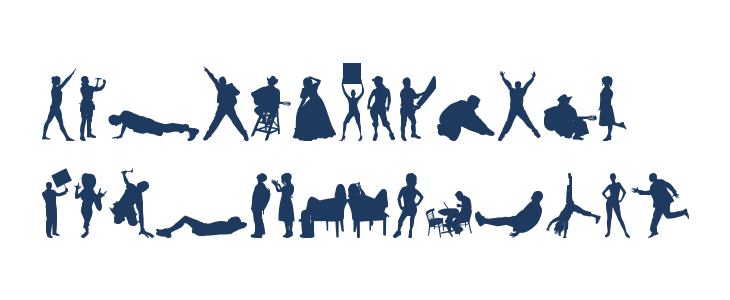 Human Silhouettes Free Three Lowercase