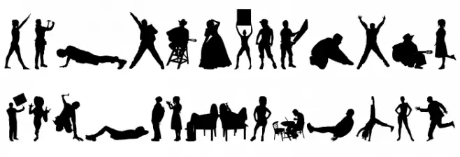 Human Silhouettes Free Three फ़ॉन्ट लोअरकेस