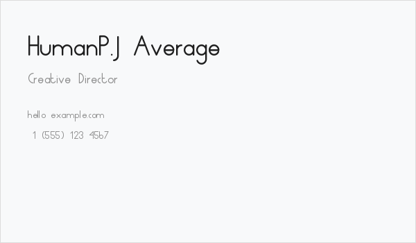 HumanP.J-Average Business Card
