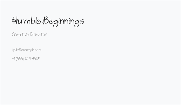 Humble Beginnings Business Card