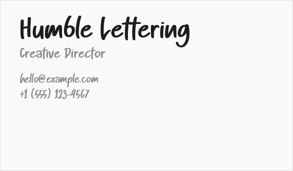 Humble Lettering Business Card