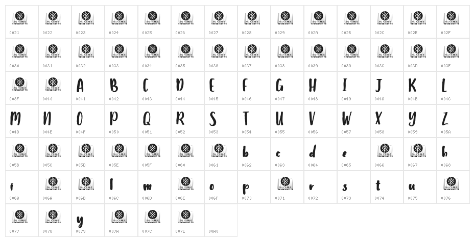 Humbley Script Character Map