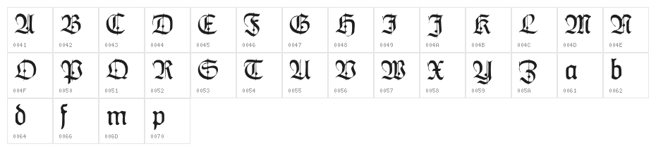 HumboldtFrakturZier Character Map