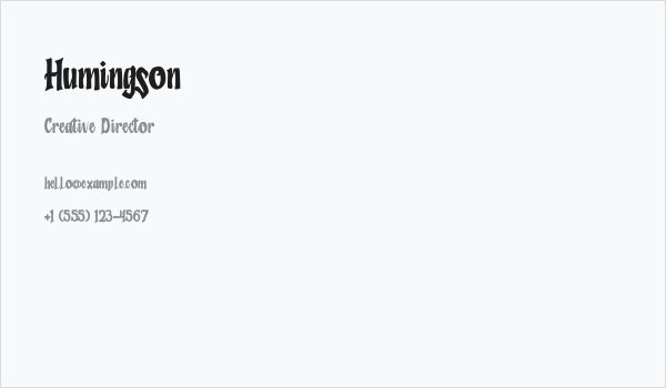 Humingson Business Card