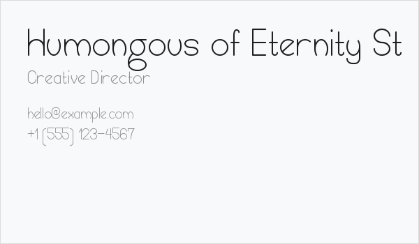 Humongous of Eternity St Business Card