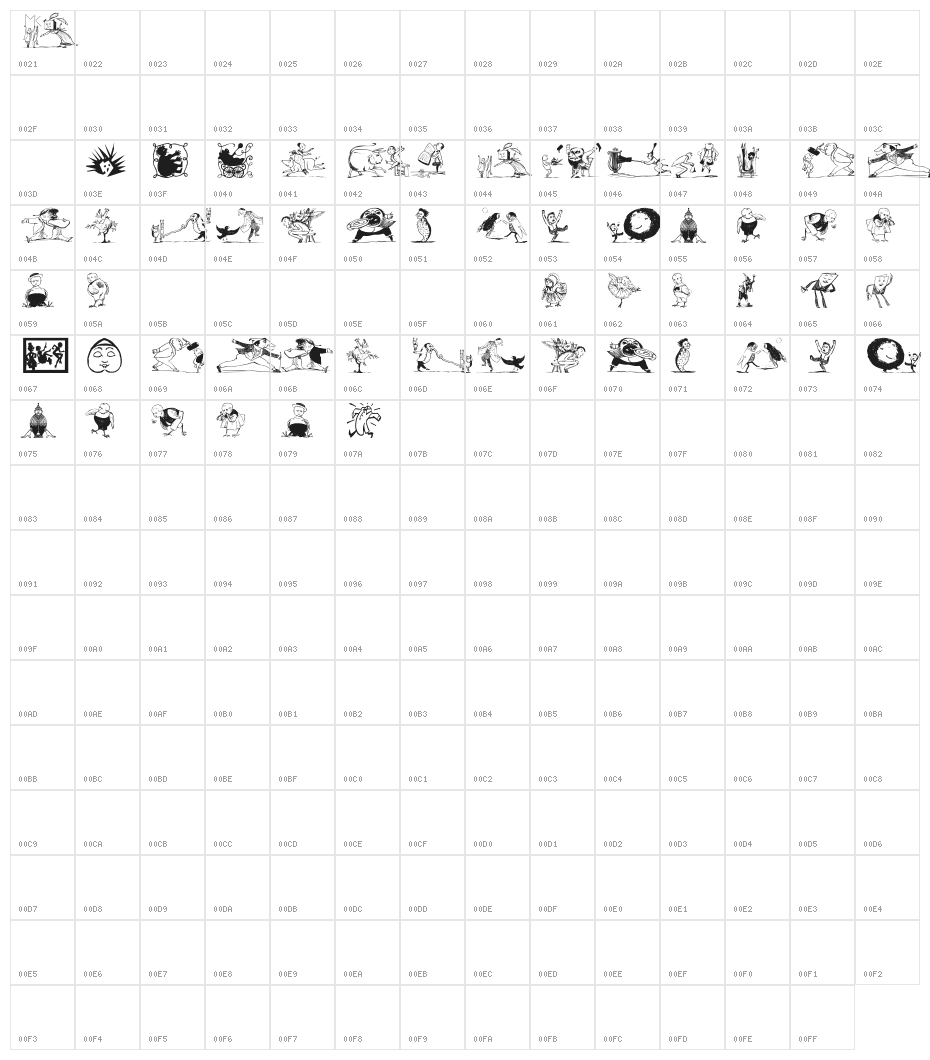 HumoricaTwo Character Map