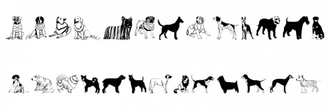 HundeDogsChiens Шрифта ВЕРХНИЙ