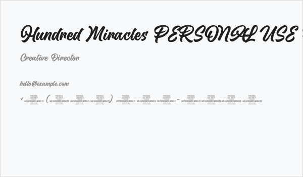 Hundred Miracles PERSONAL USE Plain Business Card