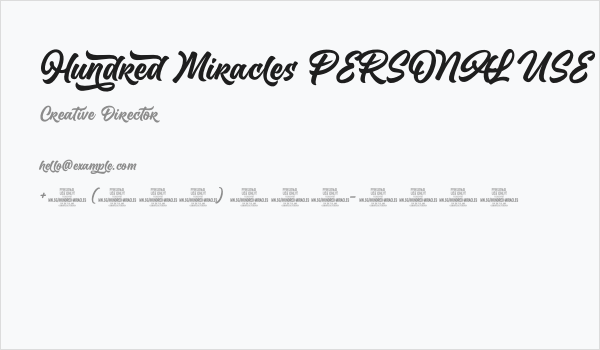 Hundred Miracles PERSONAL USE Regular Business Card