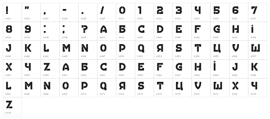 Hungaria Regular Character Map